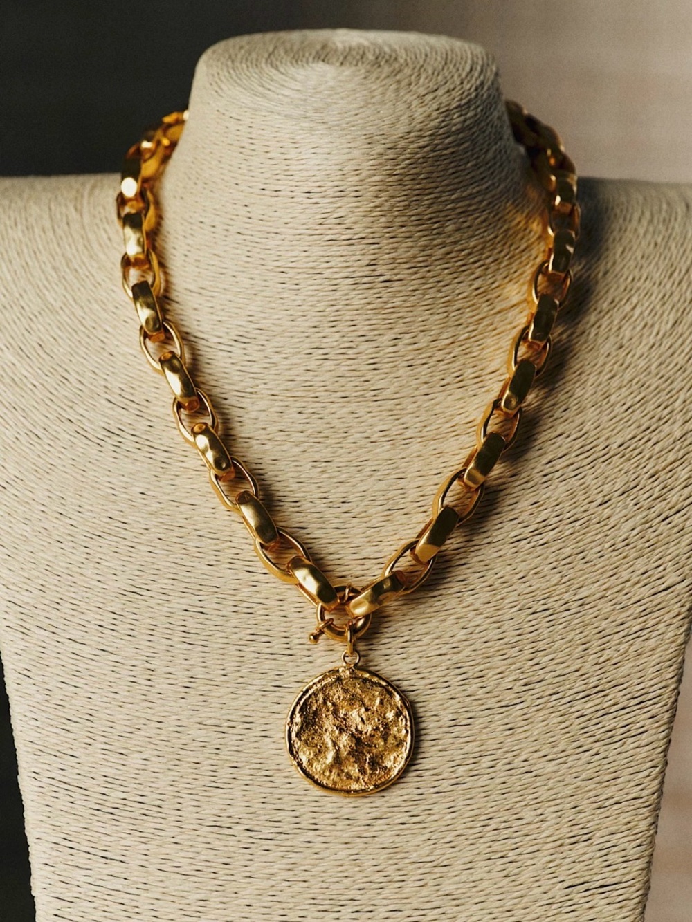 NWOT Sézane Joseph Necklace Gold Chunky Chain Necklace with Coin Pendant